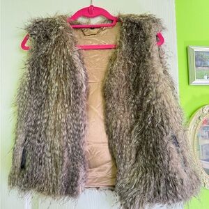 Express Faux Fur Vest with Pink Lining